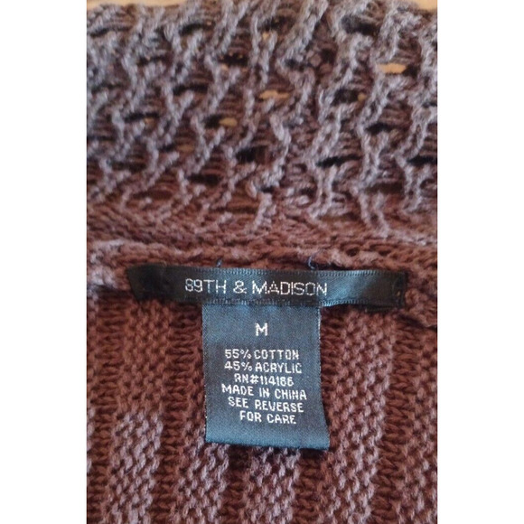 89TH & MADISON Womens Medium Long Cardigan Sweater Brown Open Waffle knit, Warm - Picture 3 of 4